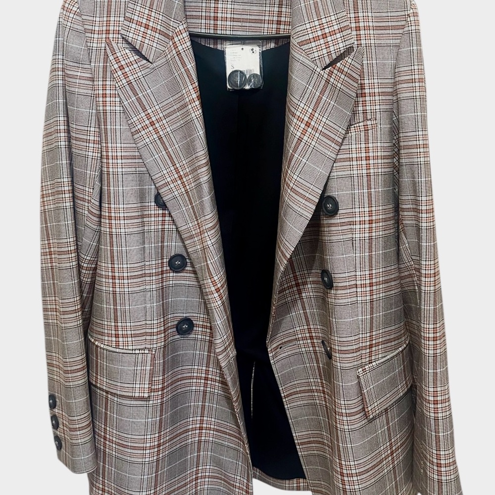 Free People Plaid Blazer - Brown and Black